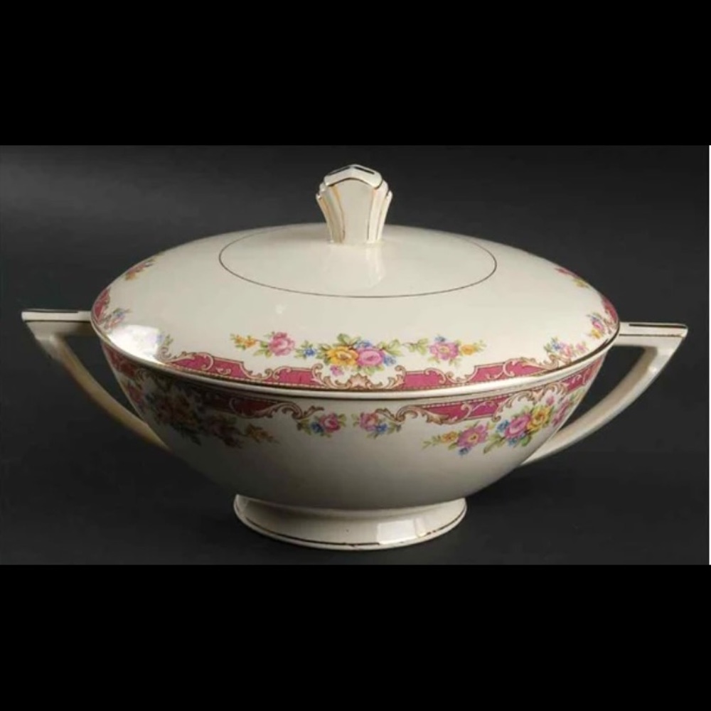 Antique Edwin  Knowles  china soup bowl with lid  dated to 1944 ART DECO STYLE